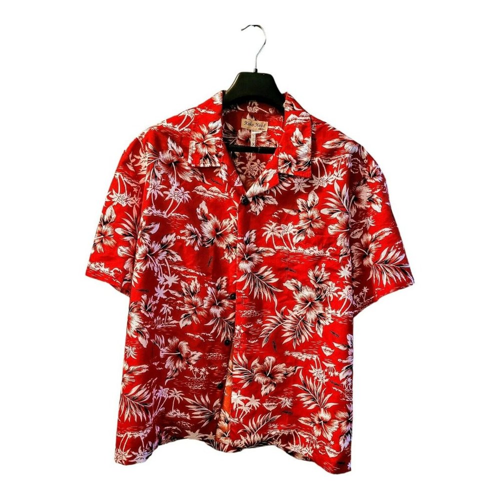 Men's Koko Head Hawaiian Short Sleeve Shirt Size XL Red made in Hawaii V…